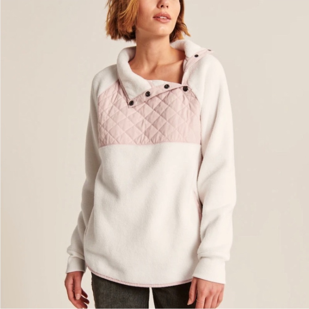 Abercrombie Asymmetrical Snap-Up Fleece Sweater